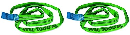 Braun 20011RS Rundschlinge 2000 kg Tragkraft, 1 m Umfang, endlos mit Polyesterkern, grün (Packung mit 2)