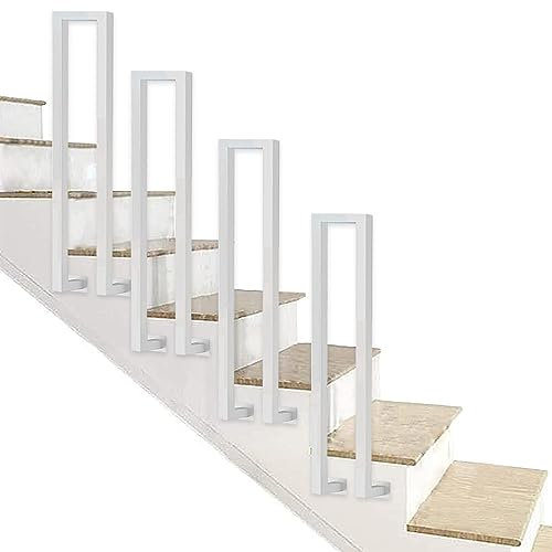 LIVINQ White Modern Stair Railing，Wrought Iron Handrail for Indoor and Outdoor Side Mount Hand Rails Outside，Balustrade Railing for Loft Villa Corridor (Size : 35cm(1.1ft))