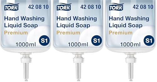 Tork reinigende Flüssigseife - 420810 - Extra hygienische, fettlösende Seife für S1/S11 Spender-Systeme - Premium-Qualität, parfumfrei, 1 x 1000 ml (Packung mit 3)
