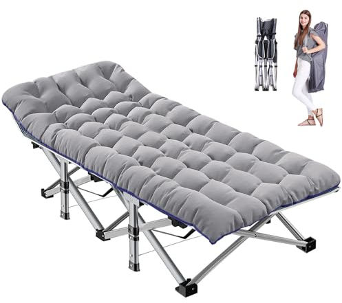 MOPHOTO Letto da campeggio con materasso, letto pieghevole portatile per viaggi all'aperto, letto per ospiti per adulti, scrivania, supporto da 200 kg (grigio)