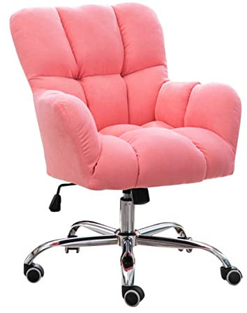 SWIZEE Bürostuhl mit Armlehnen, Ergonomischer Schreibtischstuhl für Home Office, Höhenverstellbarer Computerstuhl Stoff Arbeitsstuhl für Mädchen (Pink)