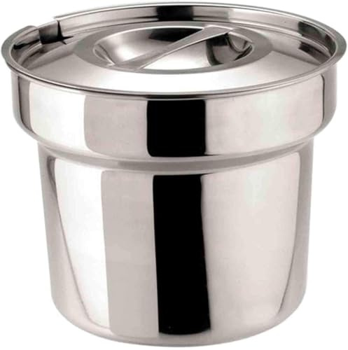 CateringBase Ltd Stainless Steel Kitchen Round Bain Marie Pot with lid Ideal for Restaurant and take Away 220(Diameter) x180mm(Height)