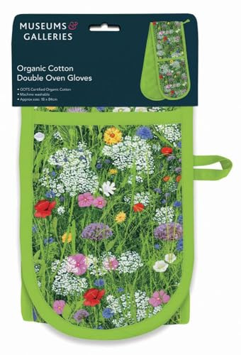 Double Oven Gloves - Organic Cotton - Artistic Floral Wild Garden Meadow Flowers Design - Stylish Kitchenware