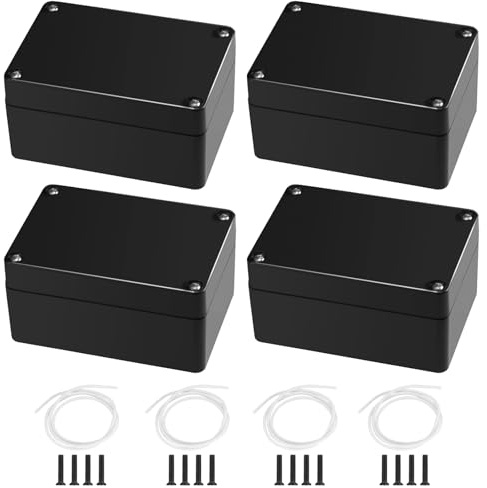PIWOSGOL 4 Stück Abzweigdose Wasserdicht IP65, 100x68x50 mm Elektrische Projektbox Verteilerdose Aufputz, Schwarz Elektrozubehör Gehäuse ABS Kunststoff Abzweigkasten