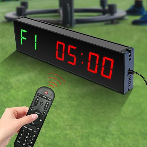 Minuterie d'intervalle d'horloge de gymnastique, horloge murale à affichage LED de 1,5 pouces, volume de sonnerie réglable, avec compte à rebours/monter à distance, chronomètre, pour exercices d'entra