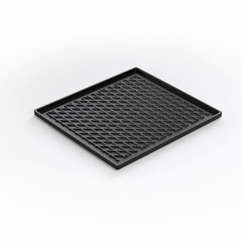 AMT Gastroguss GN 2/3 Plaque réversible pour barbecue et pizza avec fond de barbecue, 36,5 x 32,5 cm, utilisable des deux côtés, avec motif BBQ, fonte d'aluminium, finition anti-adhésive Lotan®,