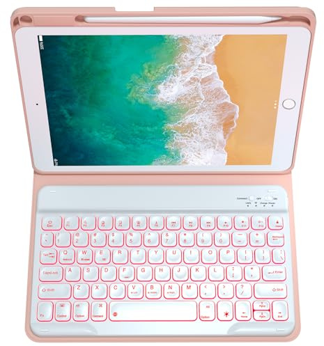 SCIMIN - Funda inteligente con teclado retroiluminado para iPad Air/iPad Air 2/iPad Pro 9.7/iPad 5ª generación/iPad 6ª generación (9.7)