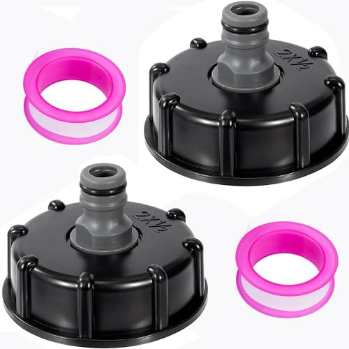 Set di 2 accessori per tappo serbatoio IBC da 1/2 Raccordo Cisterna Acqua 1000 Litri Pollici - Ibc Tappo Rubinettocisterna 1000 Litri
