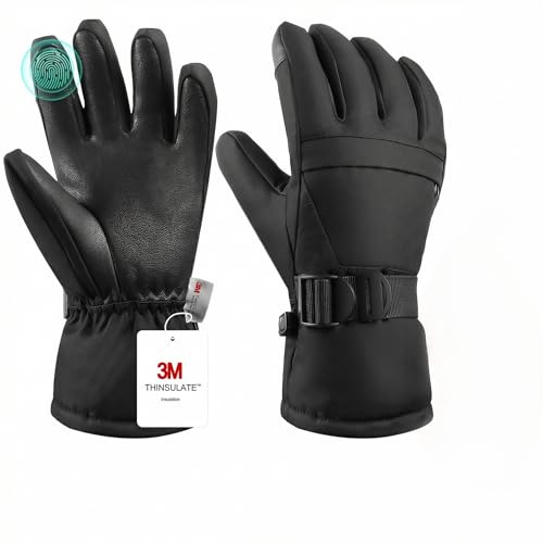Pnosnesy Skihandschuhe, wasserdichte Schneehandschuhe, Winterhandschuhe, Winddichte Touchscreen-Handschuhe für kaltes Wetter für Männer, Frauen und Kinder