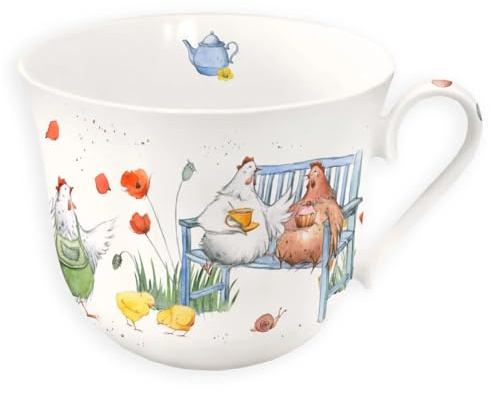 Grätz Kaffeetasse 450ml Henkeltasse Porzellantasse Geschenkbox (Hühnerbande)