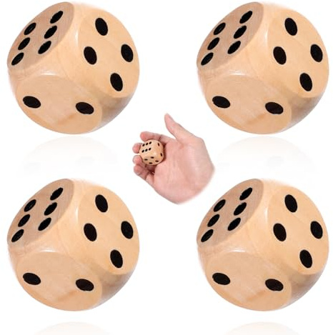 AOZUO 4 stycken 30 mm stora kuber trä set, natur trä tärningsspel kniffel träkub för undervisning brädspel kortspel festspel utillbehör