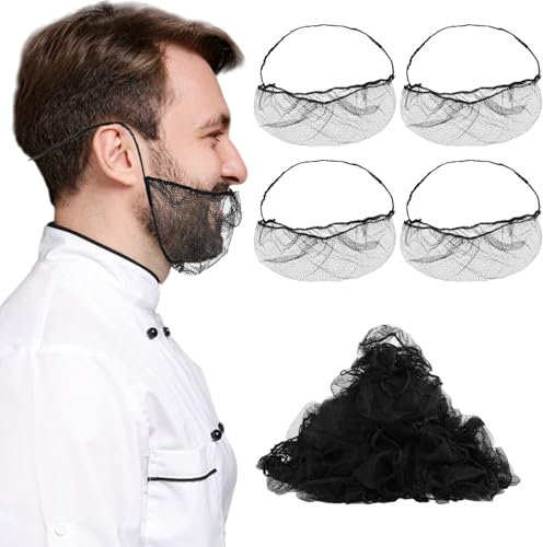 Elastische Bartnetze für den Lebensmittelservice, bequeme Bartabdeckungen für Männer, atmungsaktiv, zum Kochen, Reinigen, Haarnetze für Lebensmitteldienstmitarbeiter (schwarz), 100 Stück