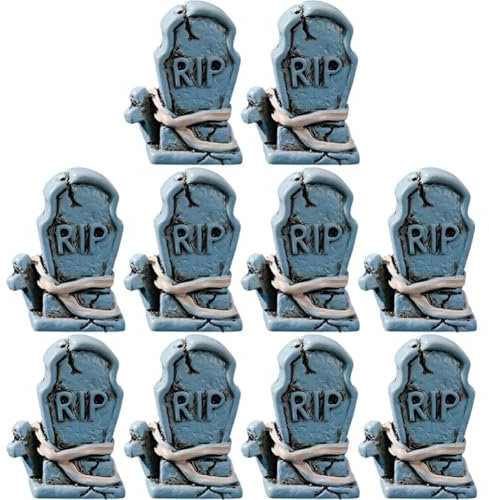 Glixoft Adornos De Lápida De Halloween, Modelo De Tumba En Miniatura, Accesorios De Broma para Cementerio, Suministros para Jardín Y Patio Aire Libre, 10 Uds.