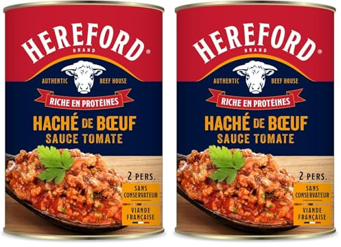 Hereford - Haché de Boeuf Sauce Tomate 400g - 100% origine France - Sans conservateur - Prêt à consommer (Lot de 2)