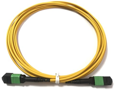 Elfcam® - 20m Câble Fibre Optique 12 Fibres MPO/APC Femelle vers MPO/APC Femelle, Polarité de Type B, Monomode OS2 pour 40G QSFP+, 100G QSFP28, 20 Mètres