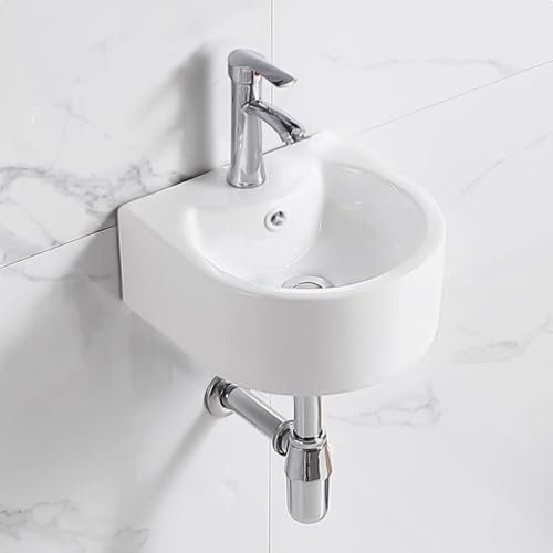 BRCYKRWY Mobile Bagno Sospeso Cucina da Esterno con Lavello Lavabo in Ceramica Lavandino da Casa Lavandino Cucina con Rubinetto Lavabo di Utilità Piccolo Lavamano per WC Ospiti Lavandino