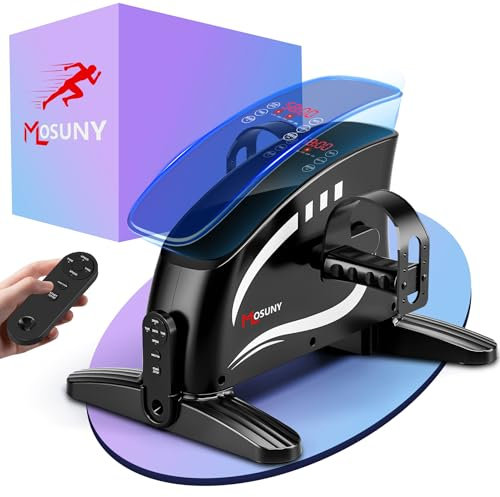 Pedaltrainer, MOSUNY 2025 Verbesserter Elektrisch Pedaltrainer für Zuhause mit 15 Geschwindigkeiten, großem LCD-Display + Fernbedienung & Antirutschmatte, Beintrainer Senioren Mini Heimtrainer (MC58A)