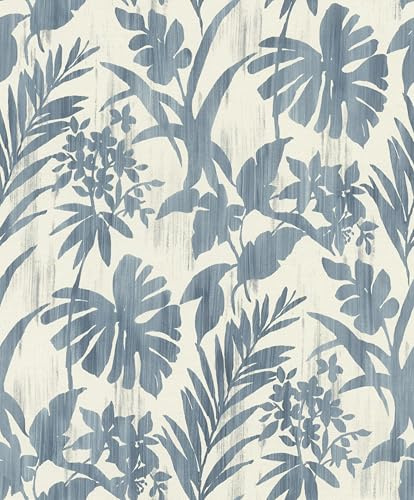 Rasch Papier peint intissé 410563 de la collection Beachhouse avec motif de feuilles en bleu sur fond clair