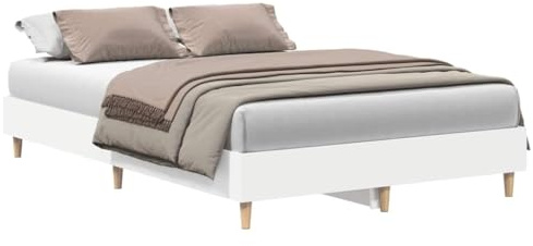 vidaXL Estructura de Cama sin colchón Blanca 135x190 cm Madera, Muebles de Dormitorio, Base Doble