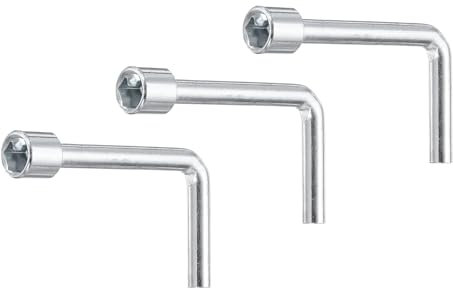 sourcing map 3pcs l Shaped Angled Open Hex Socket Wrench 10mm Metric Carbon Steel Single Ended 6 Point Socket Spanner for General Repairing Pipeline Bicycle Car Maintenance DIY Hand-Making