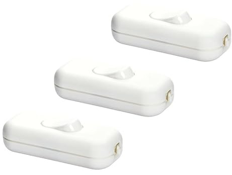 ORION LIGHTSTYLE Confezione da 3 interruttori intermedi a filo - Interruttore on/off - 2 A - Per lampade da terra, lampade da tavolo - Bianco