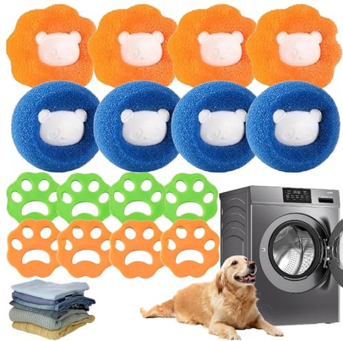 MDFULXG 8 Piezas Atrapa Pelos Lavadora Mascotas, Almohadilla Atrapa Pelo, Adecuado para Eliminar el Pelo de Perro Y Gato de Las Lavadoras