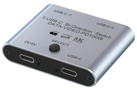 Bnnlqpsttg - Conmutador para 2 computadoras Bi Directional USB C KVM Switch 1 in 2 Out para transferencia de vídeo 8K@60Hz/4K@144Hz 10Gbps