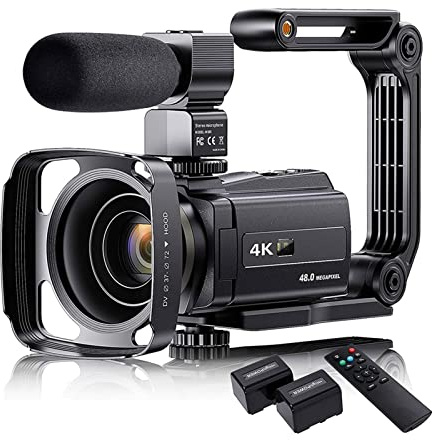 Videokamera, 4K Video Camera -videokamera med mikrofon 4 8mp Vlogging Camera 16x Zoom 3.0 -tums pekskärm Ir Night Vision Wi-Fi Vlog Cameras Web