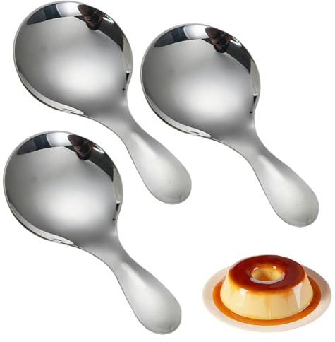 3 Pcs Stainless Steel Short Handle Spoons,Mini Short Handle Spoon, Condiment Tea Coffee Scoop Sugar Spice Spoon for Kitchen,Small Scoop Round Head Coffee Bean Spoons