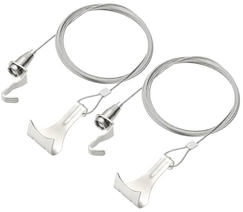sourcing map Juego de 2 cables ajustables para colgar cuadros de 3 m x 1,5 mm con ganchos en S