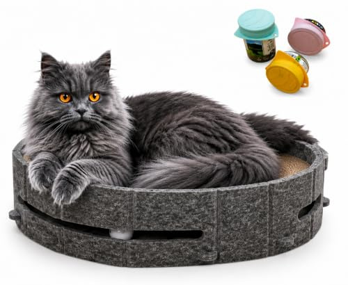 Cama Rascador para Gatos, 44 x 34 x 10 cm. Base para Rascar en Cartón, Material Duradero, Resistente, Proporciona Comodidad y Diversión para tu Felino (Gris)