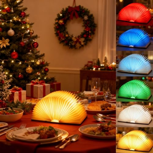 DLUFYEI Foldable Refrigerator Book Light, 6-Color LED Christmas Decoration, Home Decoration Atmosphere Light, Bedroom Novelty Desk lamp