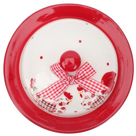TOYANDONA Assiette Beurrier Multifonction en Céramique Rouge Motif Fleurs, Plateau Service 17 Cm, Résistance Micro-ondes, pour Dessert Cuisine, Boîte à Beurre Élégante
