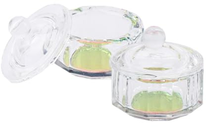 ABOOFAN Lot de 2 Verres Octogonaux en Verre pour Nail Art avec Couvercle pour Mélanger Acrylique et Poudre Salon Professionnel