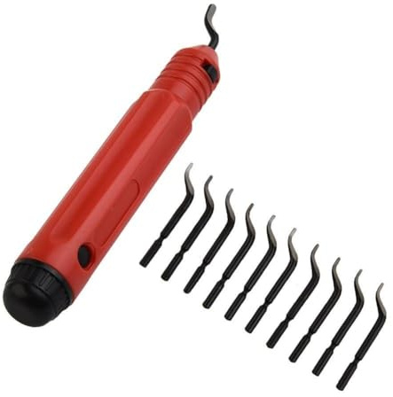 FACAIIO NB1100 Deburring Tool with 10pcs Rotary Blades, High Speed Steel Handle Metal, for Plastic, and 3D Print Cleanup