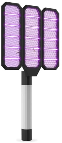 Electric Fly Swatter, Mosquito Killer Portable Electric Fly Catcher Bug Zapper Mosquito Swatter, 4000mAh Rechargeable Flies Killer Trap for Indoor Outdoor, Detachable and Connectable Design, 1 Pack