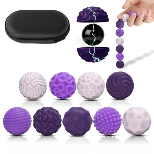 Ainiv 9-delade Silikon Magnetiska Anti-Stress Bollar, Tyst Bordsboll för Kontor, Magnetiska Bollar Sensoriska Leksaker för att Lindra Ångest - Liten Lila