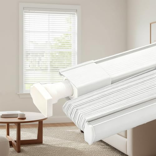 25mm No Drill Blinds for Indoor Windows, Horizontal Venetian Room Darkening Aluminum Blinds, Custom: W 25-165cm, H 50-300cm, Blackout Privacy Shades for Kitchen, Living Room, Office(Weiß)