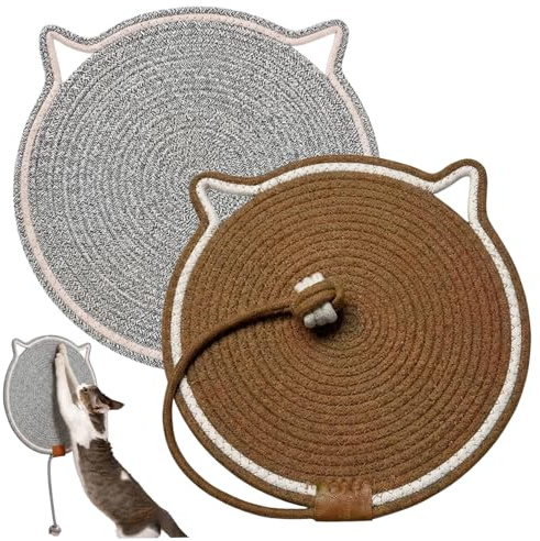Faroby Kattklösmatta, 2-pack klösmatta för katter, repdyna i bomullsrep för kattungar, 40 cm klösdynor matta för inomhuskatter