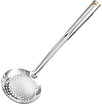 TENTA KITCHEN Dia 12CM Stainless Steel Skimmer/Slotted Spoon/Strainer Ladle with ABS Plastic Heat Resistant Handle
