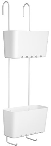 TATAY Mensola Doccia Senza Fori Facile da Pulire 100% Inossidabile | Mensola Doccia Bagno | Misure 20x13x59 cm | Resistente all'Umidità | Resistente alla Corrosione | Drenaggio Rapido, Bianco
