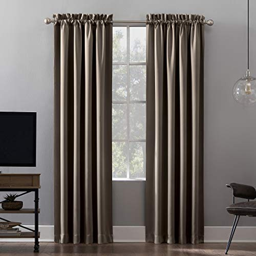 Sun Zero - 52479 Oslo Theater Grade Extreme 100% Blackout Rod Pocket Curtain Panel, 52 x 95, Mushroom, 52479