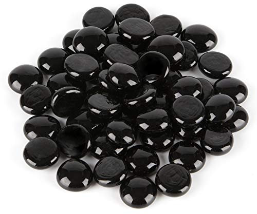 WGV Flache Murmeln, Kieselsteine, Glassteine für Vasenfüller, Hochzeit, Dekoration, Kristallsteine, Schwarz (2,3 kg, ca. 500 Stück)