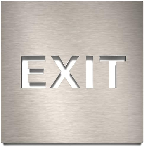 Edelstahl Hinweis-Schild Exit - selbstklebend & pflegeleicht - Design Piktogramm - Türschild H-81-E