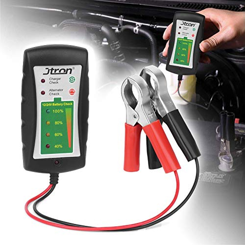 Baagialdic BONATECH testeur de Batterie Automobile 12/24V CC avec Grand Collier de Serrage à Affichage LED pour Voiture, Moto, Camion