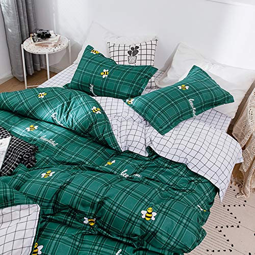 Treer Bettwäsche Set 4tlg, Kopfkissenbezüge, Bettdeckenbezug und Bettlaken Bettbezug Set Mikrofaser Gemütlich Bequem Hypoallergen Weich und Haltbar Atmungsaktive (Biene,200x200cm)