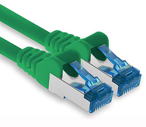 1aTTack.de 7,5 m - Cat.6 - Cavo di Rete Ethernet Gigabit LAN RJ45 Cat 6 A Cavo Patch 10000 Mbit s Sftp Pimf 500 MHz Compatibile con CAT5 CAT6 CAT7 Cat8 Verde - 1 Pezzo
