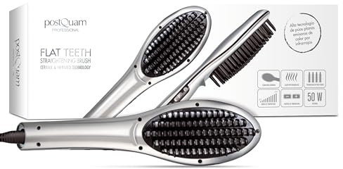 PostQuam - Spazzola lisciante per capelli da 50 W - Pettine elettrico per lisciatura uniforme - Tecnologia ceramica e infrarossi - Controllo digitale della temperatura da 80 °C a 230 °C - Design