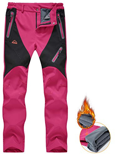 donhobo Womens Walking Waterproof Trousers,Ladies Ski Snow Pants Red M