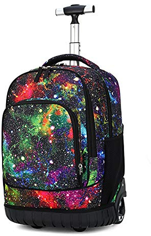 BOZONLI Trolley School Bags for Boys Girls Backpacks Rucksack with Wheels Trolley Backpack for School Students, Galaxy